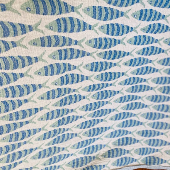 School of Fish Towel Soft Muslin Layered Weave Organic Cotton XL Sea Green Blue - Picture 2 of 12